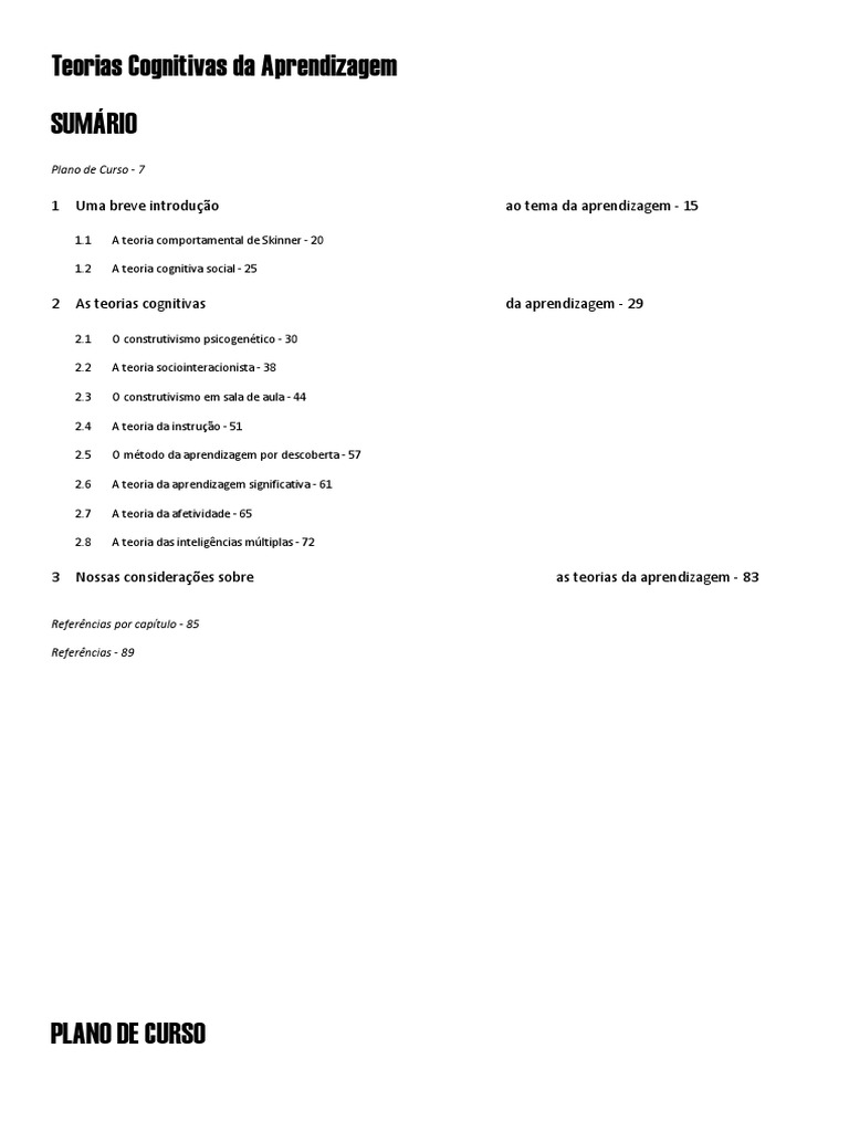Teorias Cognitivas Da Aprendizagem | PDF | Behaviorismo | Aprendizado