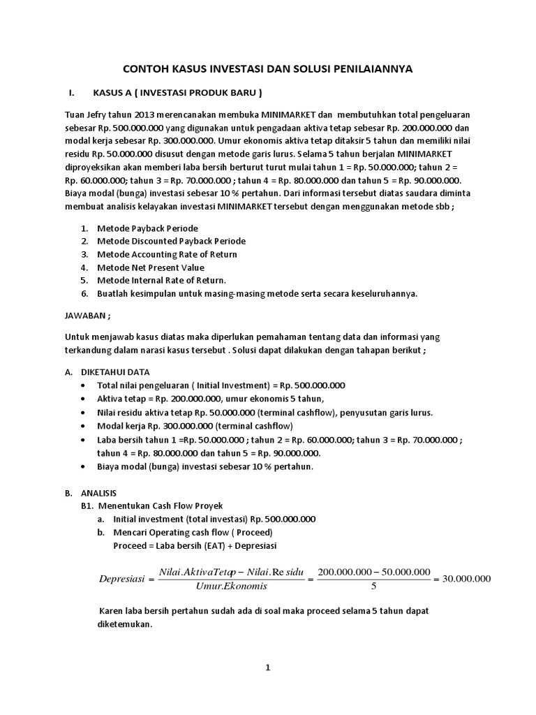 Contoh Kasus Investasi Aktiva Tetap Docx