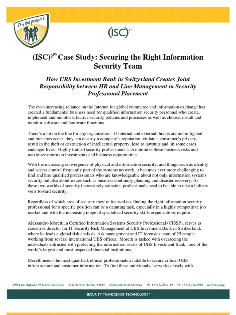 HR (ISC) 2 Case Study Securing The Right Information Security Team ...