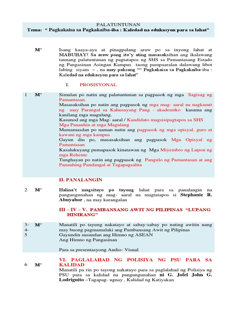 Palatuntunan Script | PDF
