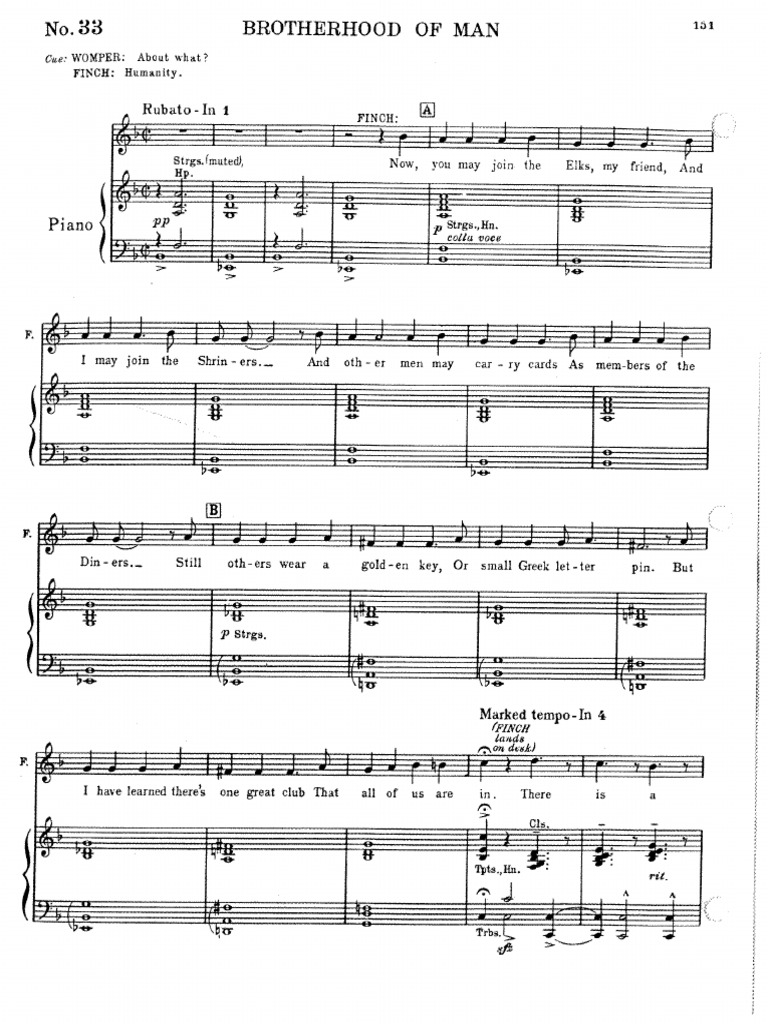 Brotherhood of Man SHEET MUSIC PDF | PDF