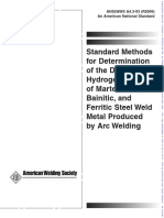 Standard Methods For Determination of The Diffusible Hydrogen Content of Martensitic, Bainitic, and Ferritic Steel Weld Metal Produced by Arc Welding