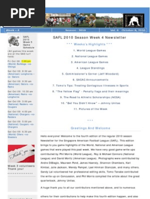 SAFL 2010 Week 4 Newsletter
