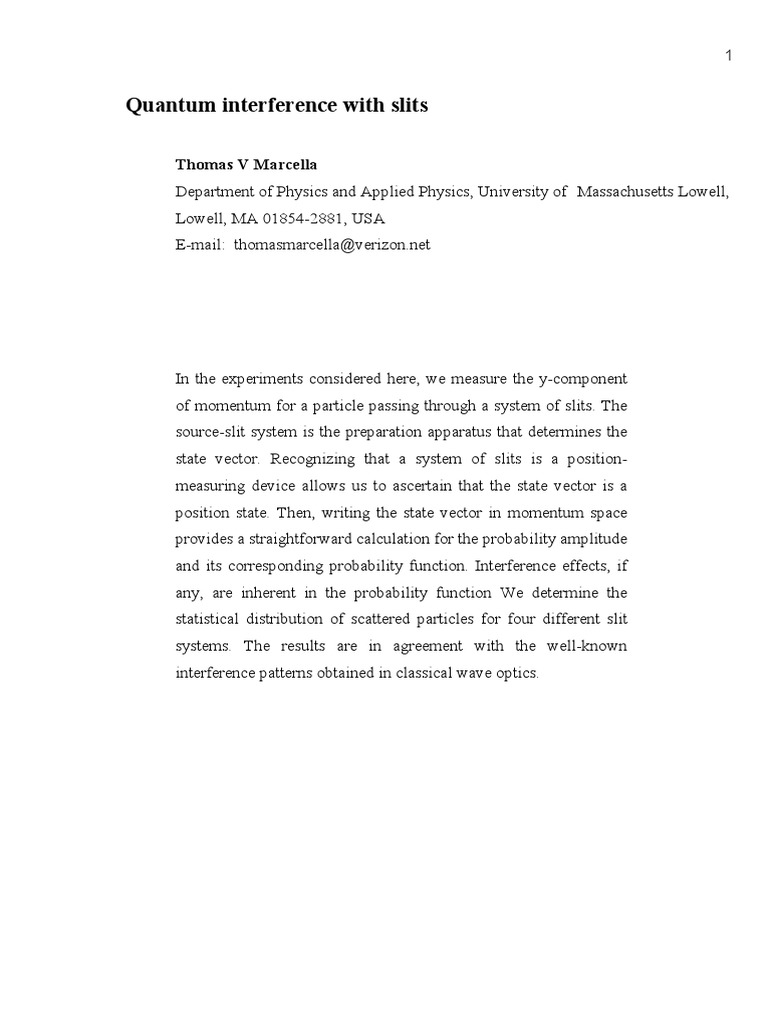 Quantum Interference in Slit Experiments | PDF | Quantum Mechanics ...