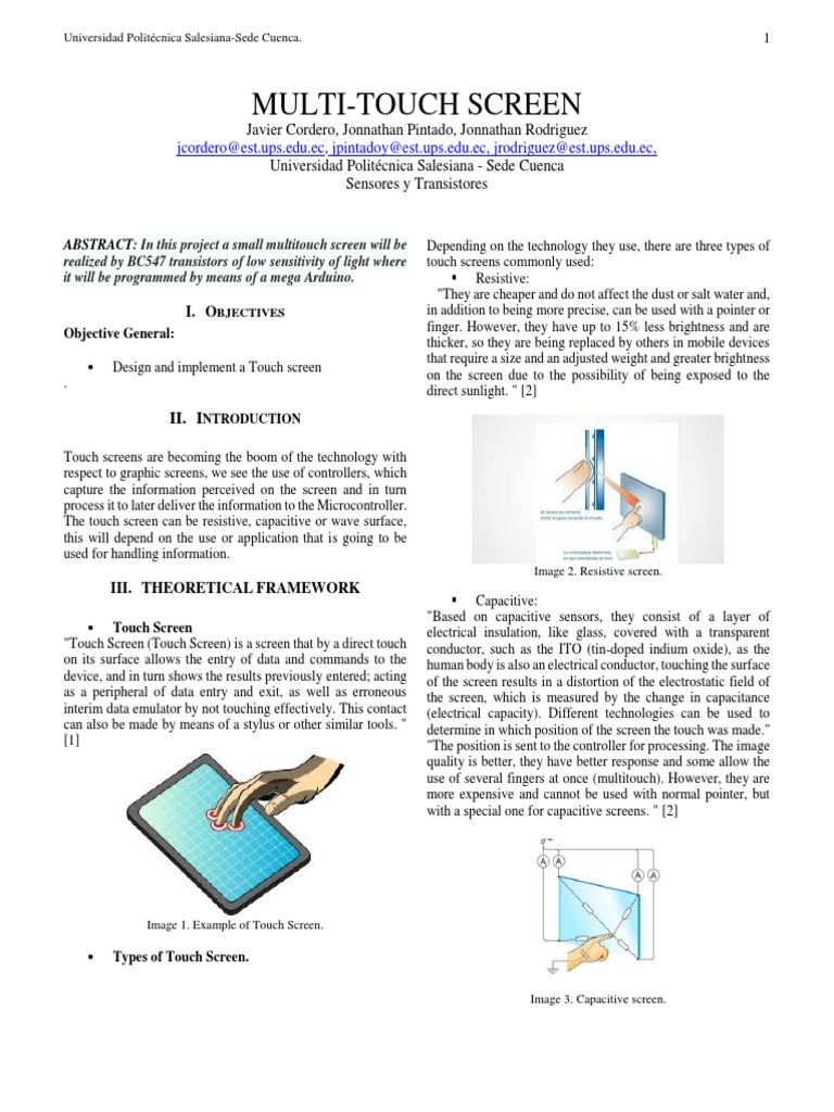DIY Multi-Touch Screen with Arduino | PDF | Touchscreen | Manufactured ...