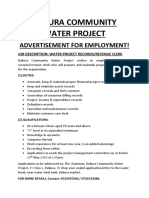 Bukura Community Water Project: Advertisement For Employment!