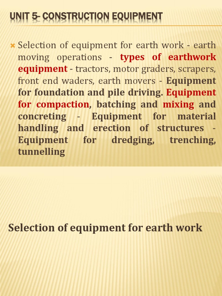 Earthwork Equipment Overview in Construction | PDF | Crane (Machine ...