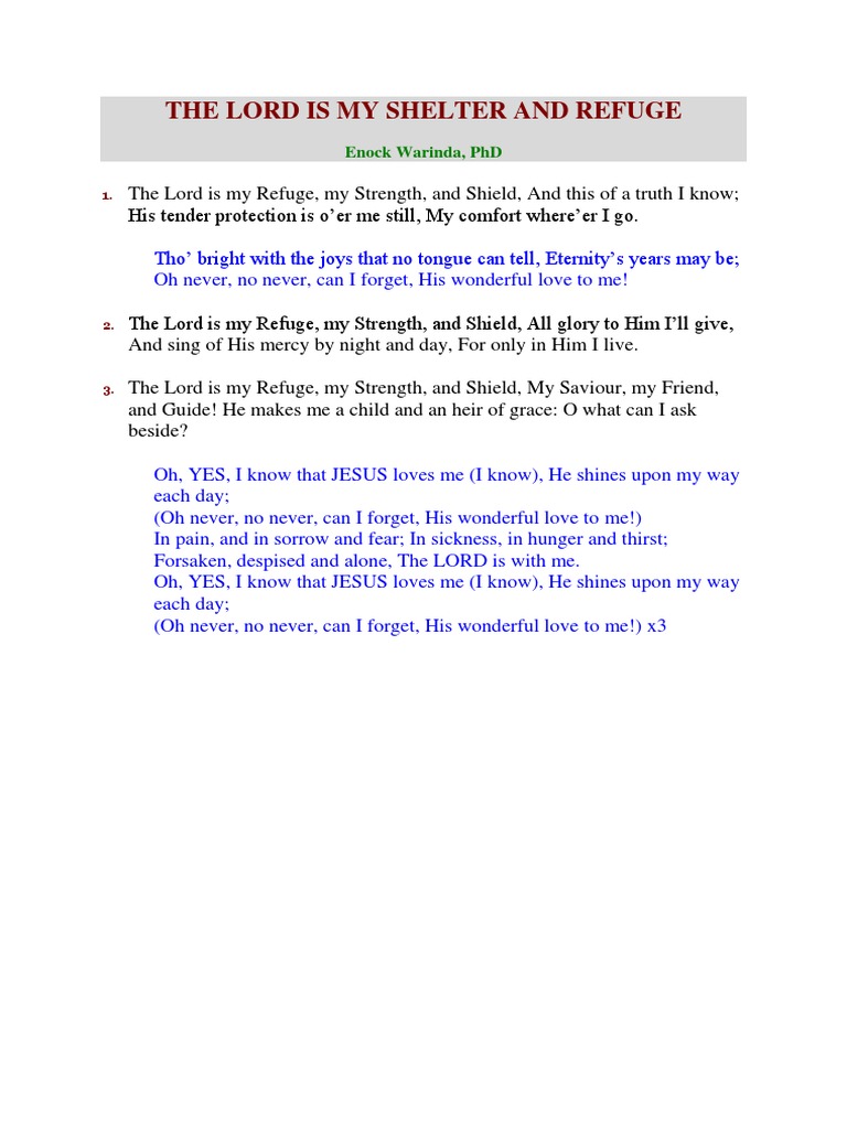 The Lord Is My Refuge Sc