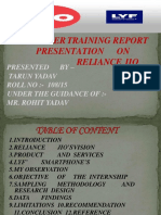 Summer Training Report Presentation ON Reliance Jio