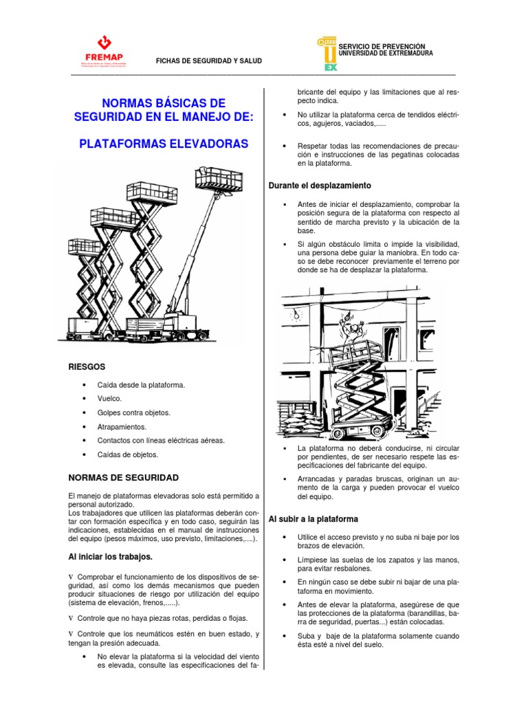 Seguridad en el Manejo de Plataformas Elevadoras | PDF | Neumático ...