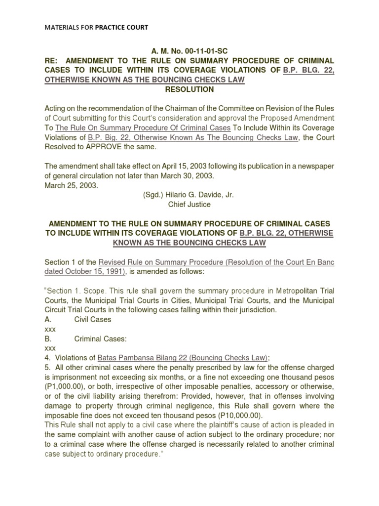 Revised Rules on Summary Procedure and Judicial Affidavit Rule