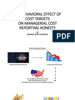 THE BEHAVIORAL EFFECT OF COST TARGETS ON MANAGERIAL COST REPORTING HONESTY