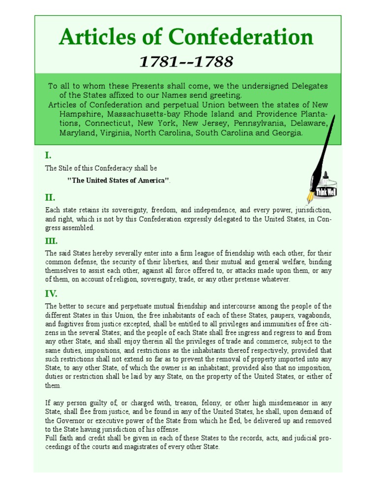 Articlesofconfederation Pub | PDF | United States Congress | U.S. State