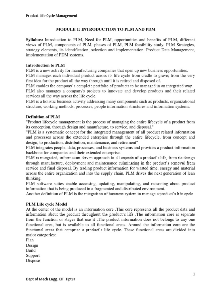 Plm 1 1 Pdf Pdf Product Lifecycle Computer Aided Design