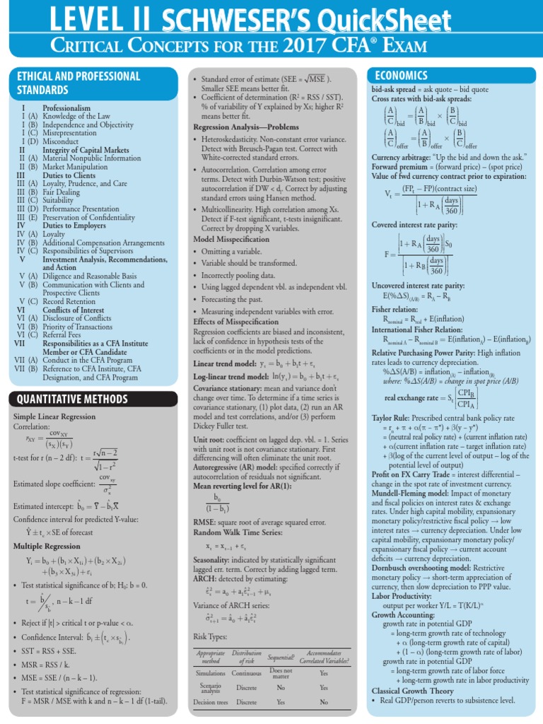 CFA - L2 - Quicksheet Sample PDF | PDF | Errors And