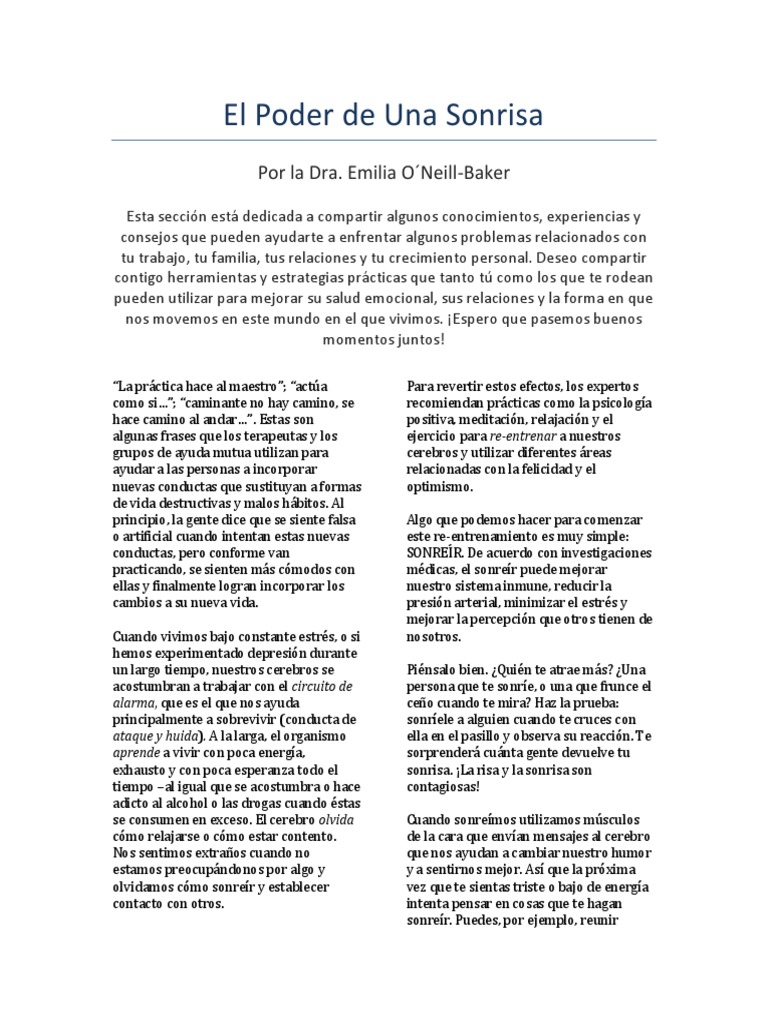 El Poder Transformador de la Sonrisa | PDF | Estrés (biología ...