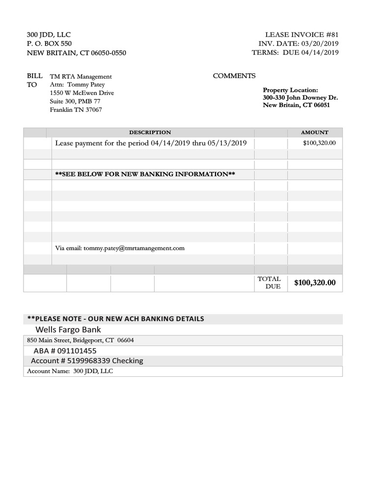 Lease Invoice #81 for 300 JDD, LLC | PDF