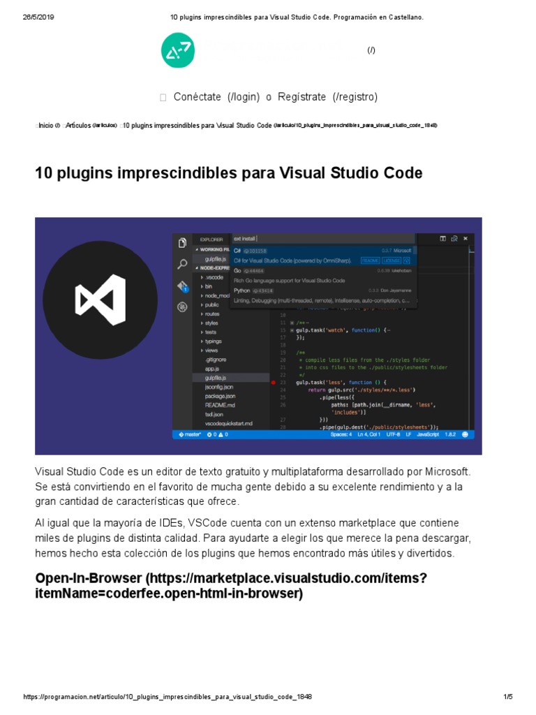 10 Plugins Imprescindibles para Visual Studio Code. Programación en ...