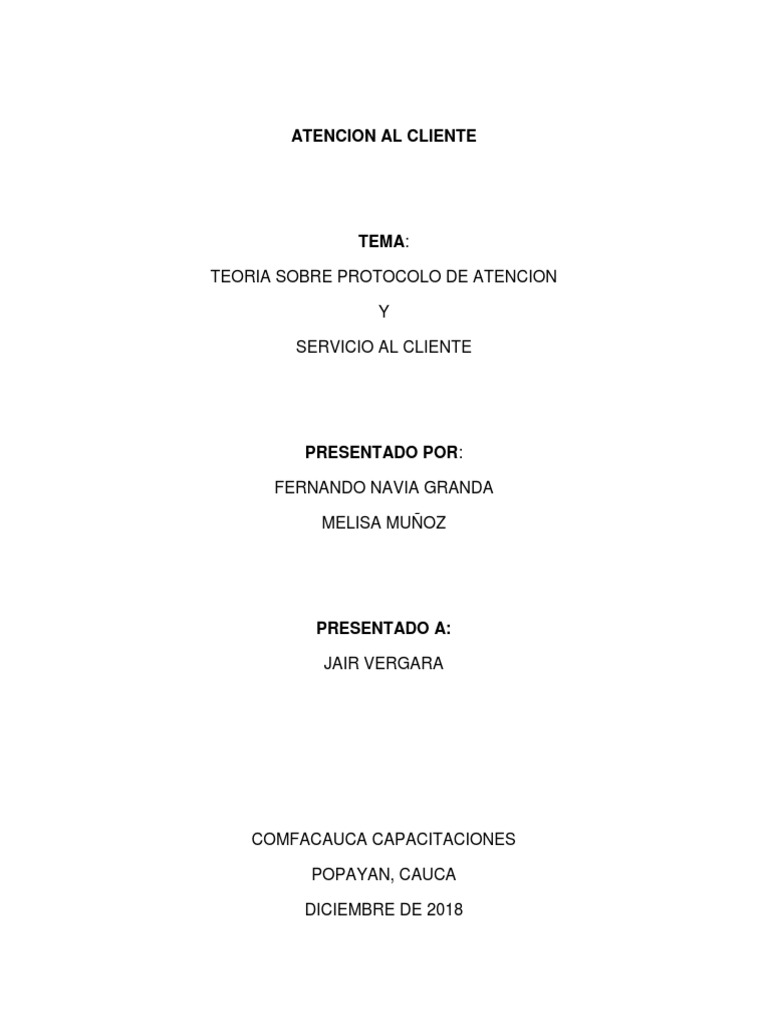 Protocolo de Atención al Cliente | PDF | Servicio al Cliente | Cliente
