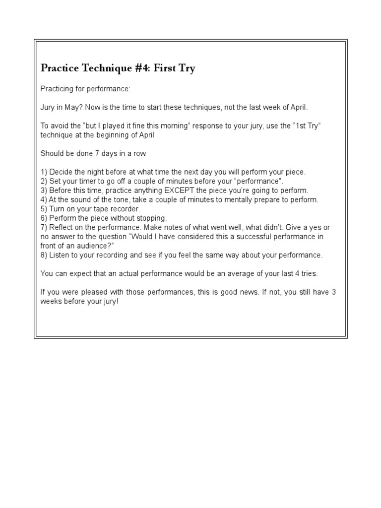 Practice Technique #4: First Try | PDF