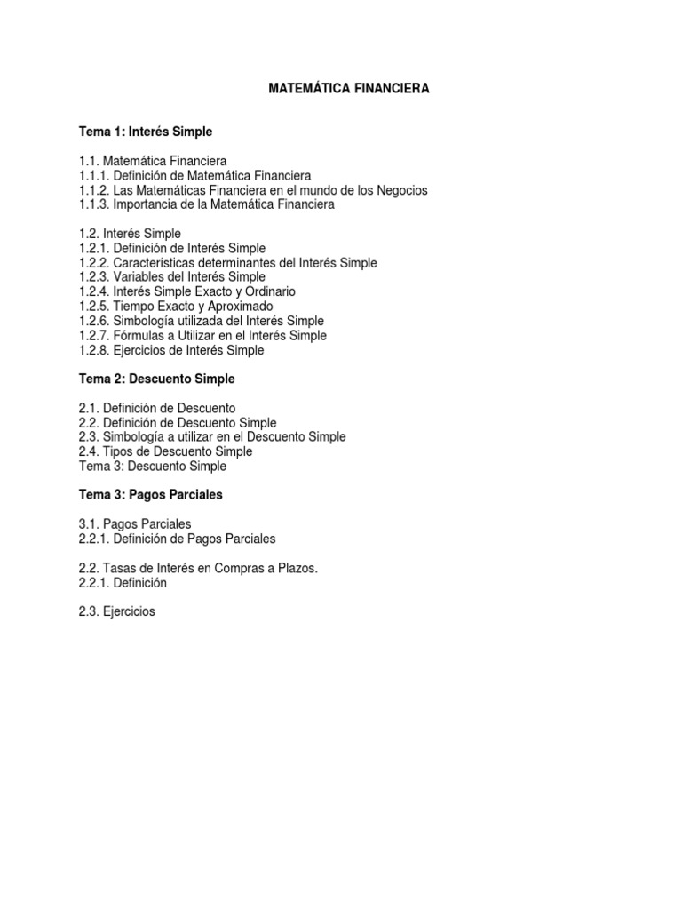 Matematica Financiera | PDF | Interés | Finanzas Matemáticas