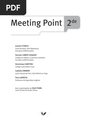 Meetingpoint 2de Fichier Pedagogique 10 Pdf Lexique Pedagogie