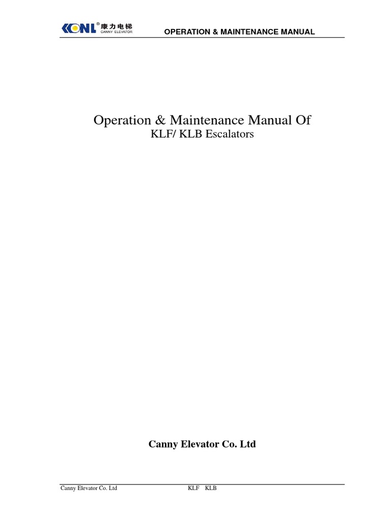 Canny Elevator KLF/KLB Manual | PDF | Escalator | Elevator