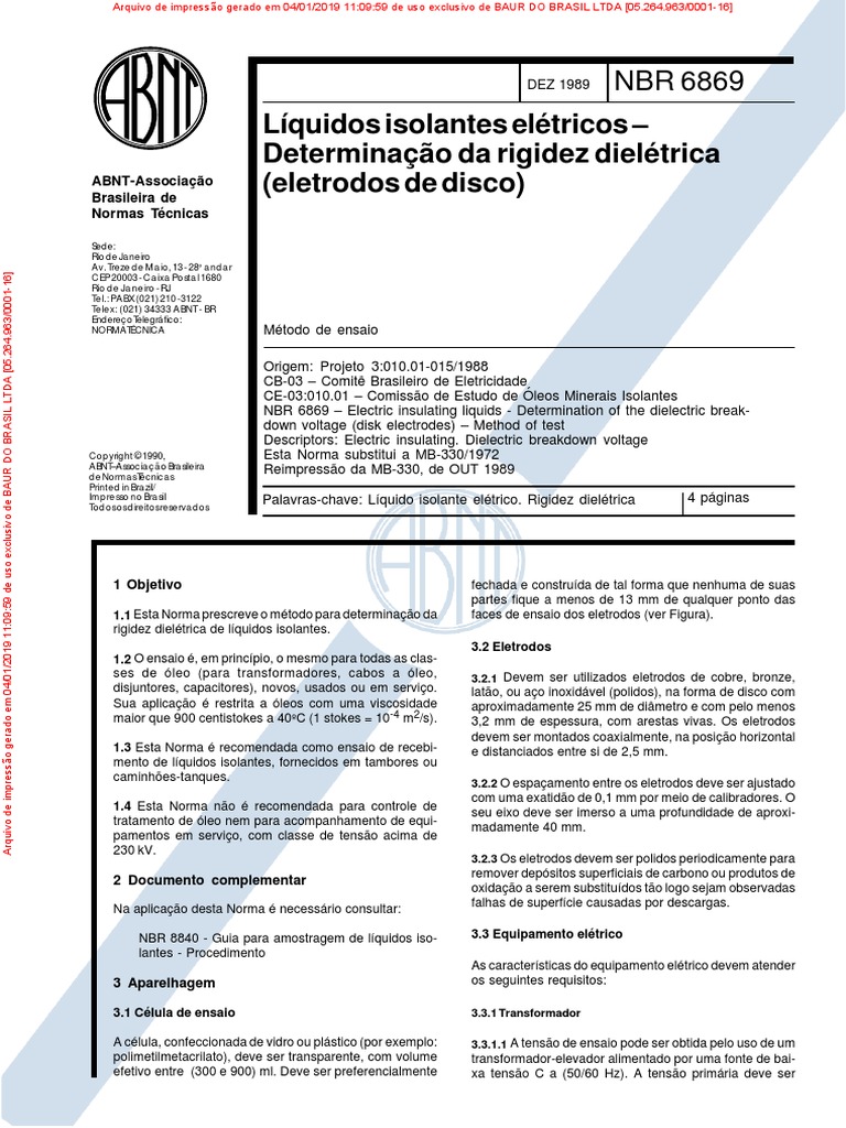 NBR 6869 PDF | PDF | Rede elétrica | Transformador