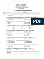 Diagnostic Exam in Math 9