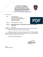1 Provincial Mobile Force Company: Memorandum