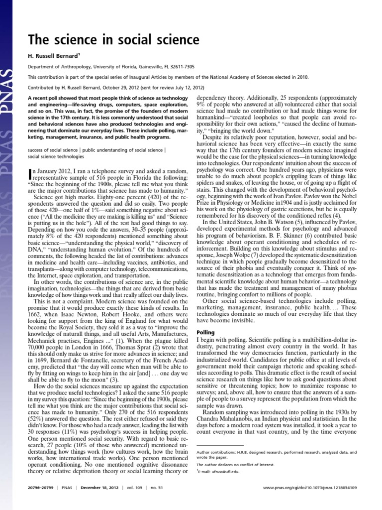 Impact Of Social Science On Daily Life Pdf Science