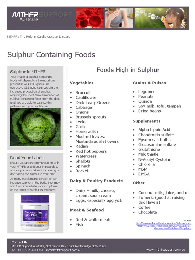 MTHFR Support Australia Sulphur Containing Foods Vegetables Sulfur