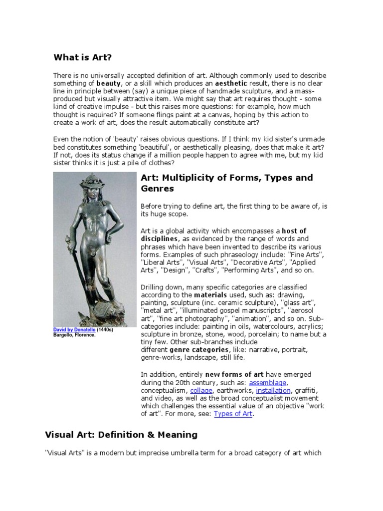What is art and its categories?