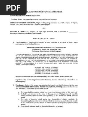 Real Estate Mortgage Agreement