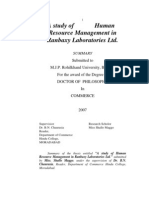 A Study of Human Resource Management in Ranbaxy Laboratories LTD