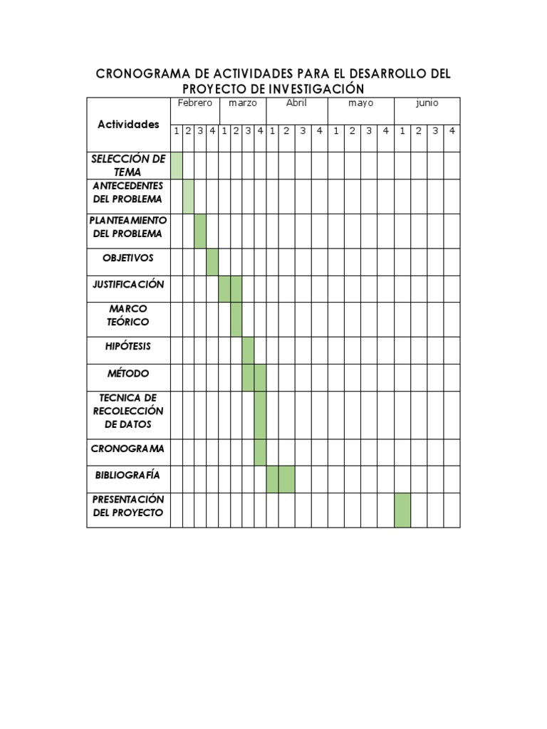 Cronograma de Actividades para El Desarrollo Del Proyecto de ...