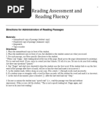 Oral Reading Assessment and Reading Fluency: Directions For Administration of Reading Passages