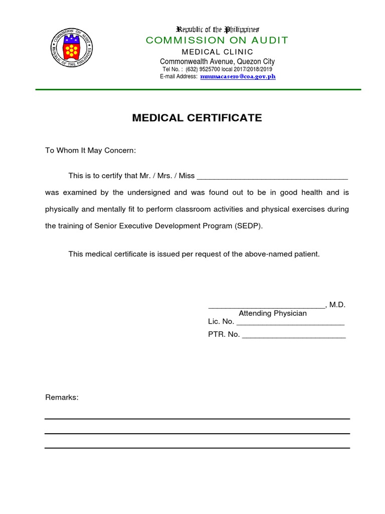 Medical Certificate PDF PDF