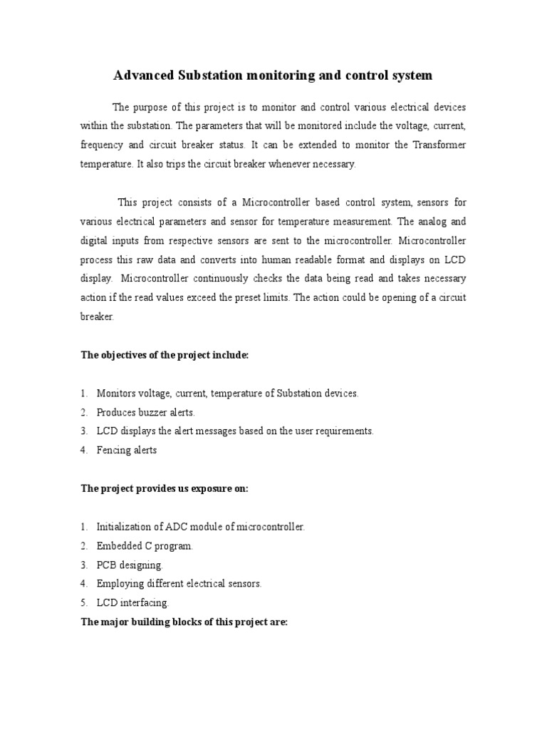 Monitoring and Controlling Electrical Devices in a Substation through ...