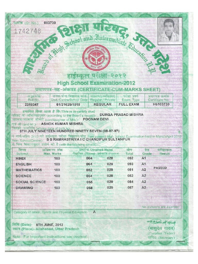 Hs Marksheet | PDF