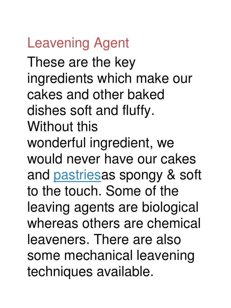 Leavening Agent PDF Sodium Bicarbonate Yeast