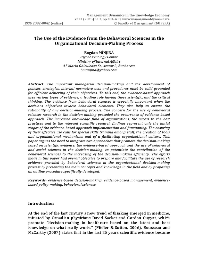 Behavioural Science | PDF | Evidence Based Medicine | Validity (Statistics)