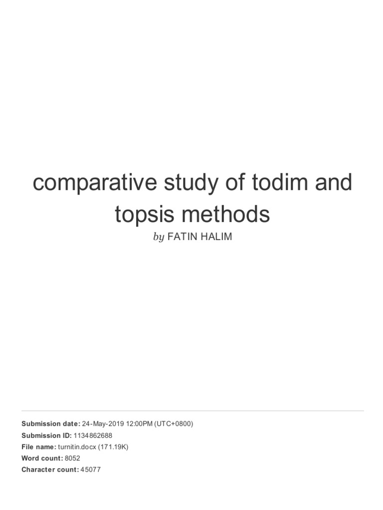 TODIM vs TOPSIS: A Comparative Study | PDF | Subject (Grammar) | Verb