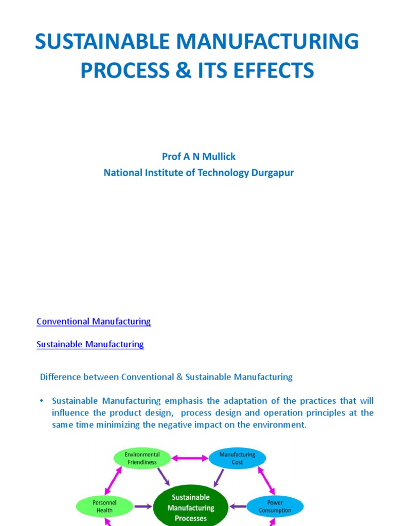 Sustainable Manufacturing Practices Overview | PDF | Life Cycle ...