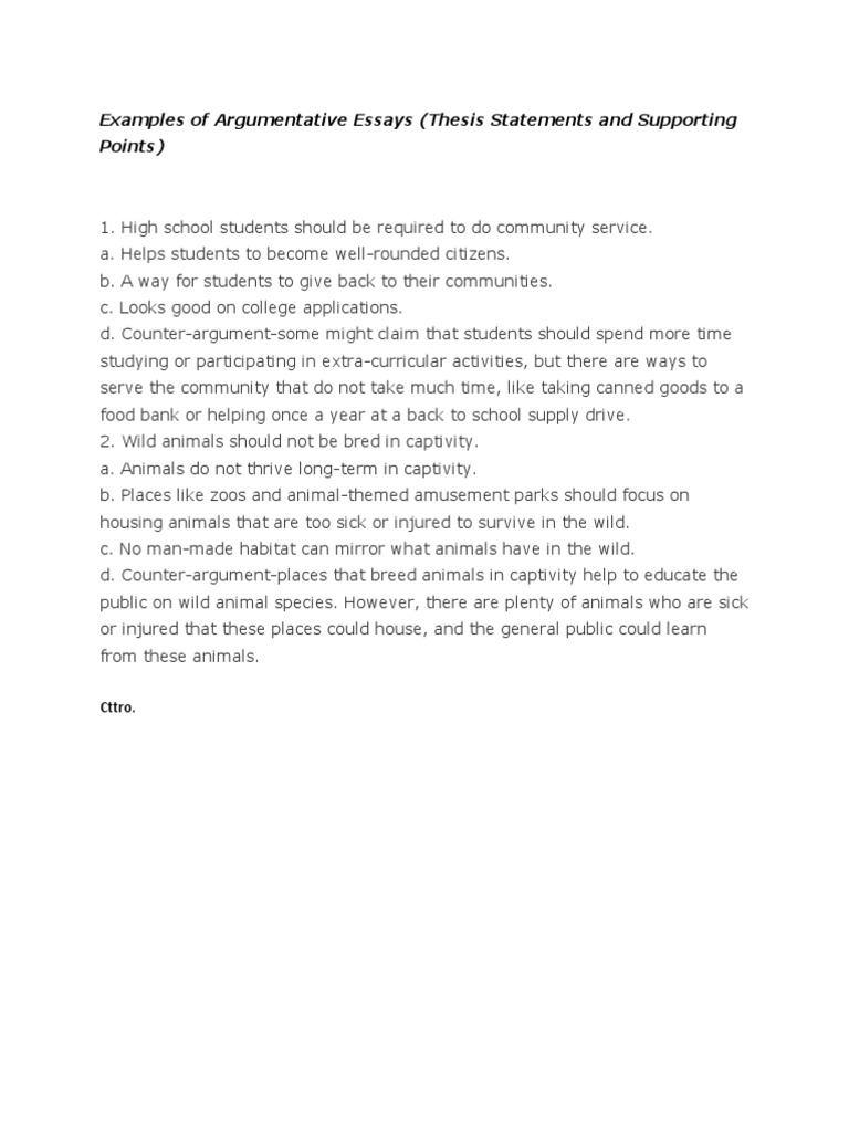 Argumentative Essay Examples for Students | PDF