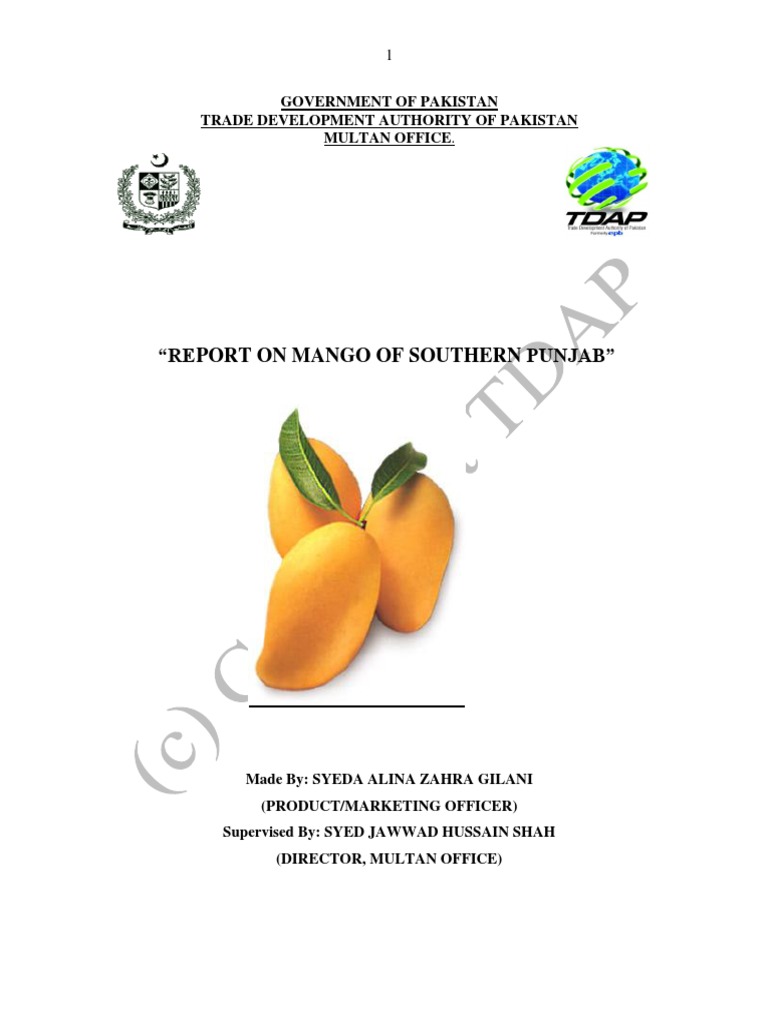 Tdap Report On Mangoes | PDF | Mango | Fruit Preserves