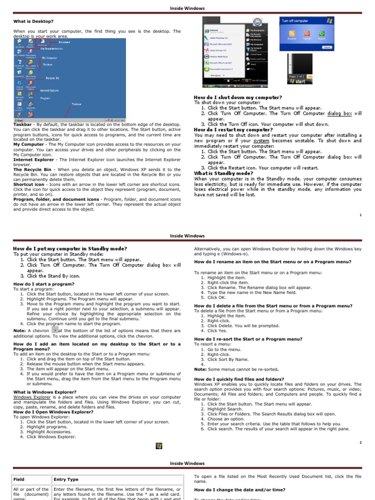 Windows XP Desktop Guide | PDF | Icon (Computing) | Computer File