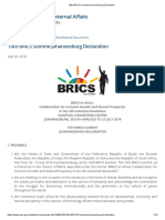 10th BRICS Summit Johannesburg Declaration