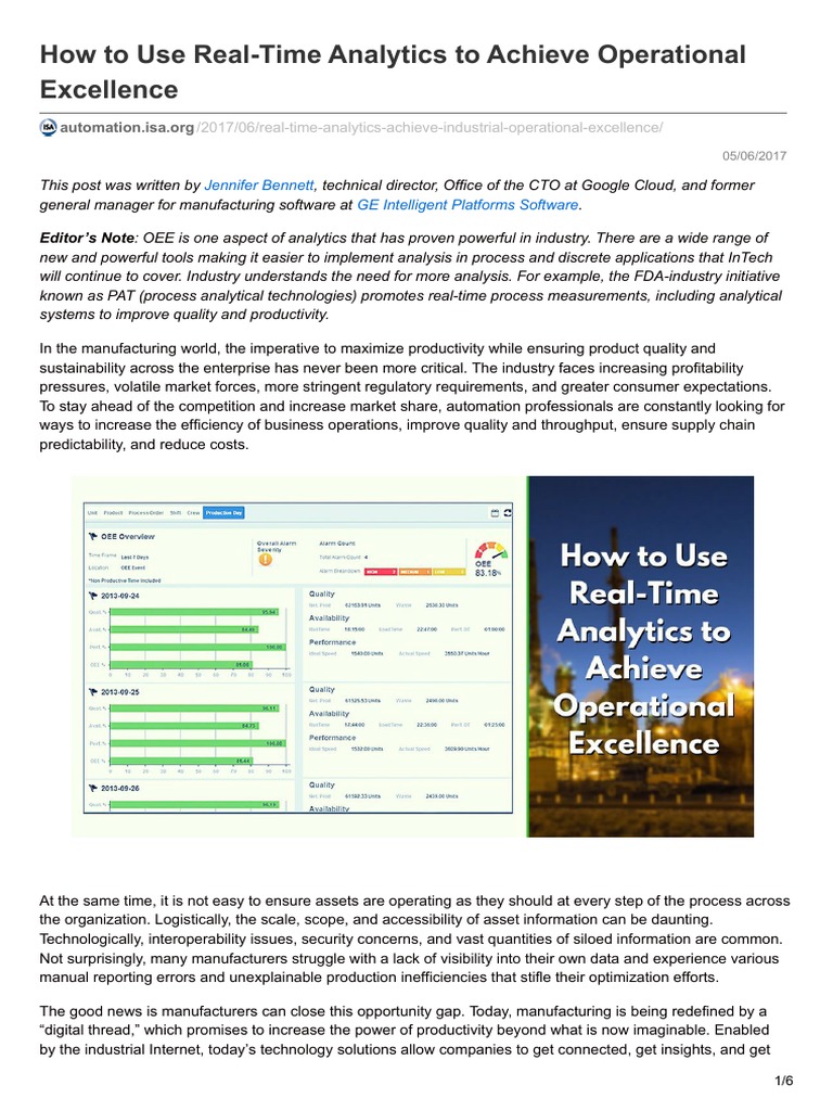 How To Use RealTime Analytics To Achieve Operational Excellence PDF