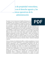 El Derecho de Propiedad Venezolana Incidencia en El Derecho Agrario y Las Técnicas Operativas de La Administración